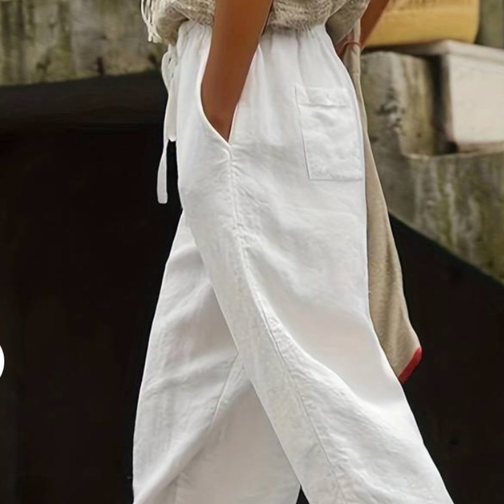 Womens Casual Elastic Waist Drawstring Pants
